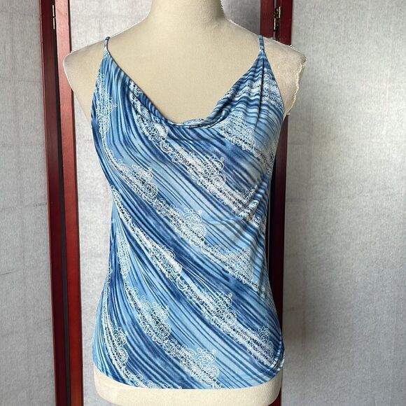 Sam Joy Draped Neck Floral Sleeveless Blouse (Size: Large in Juniors) - Picture 5 of 8